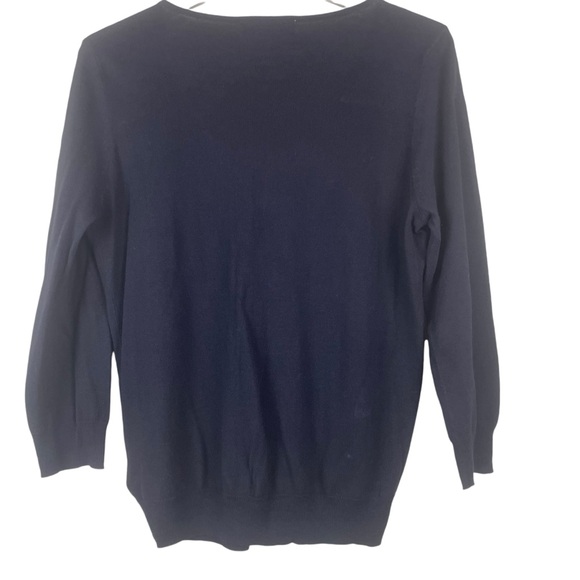 Michael Michael Kors Black Cotton Blend V-Neck Sweater Size Medium - Picture 3 of 11